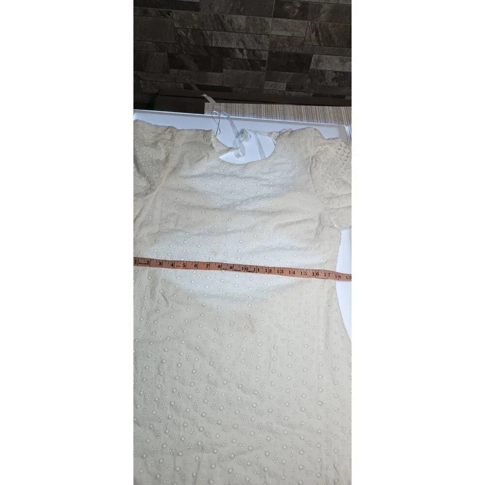 Free People Womens Apricot Rose Mini Dress Puff Sleeve Eyelet White Size XLarge - Picture 10 of 14
